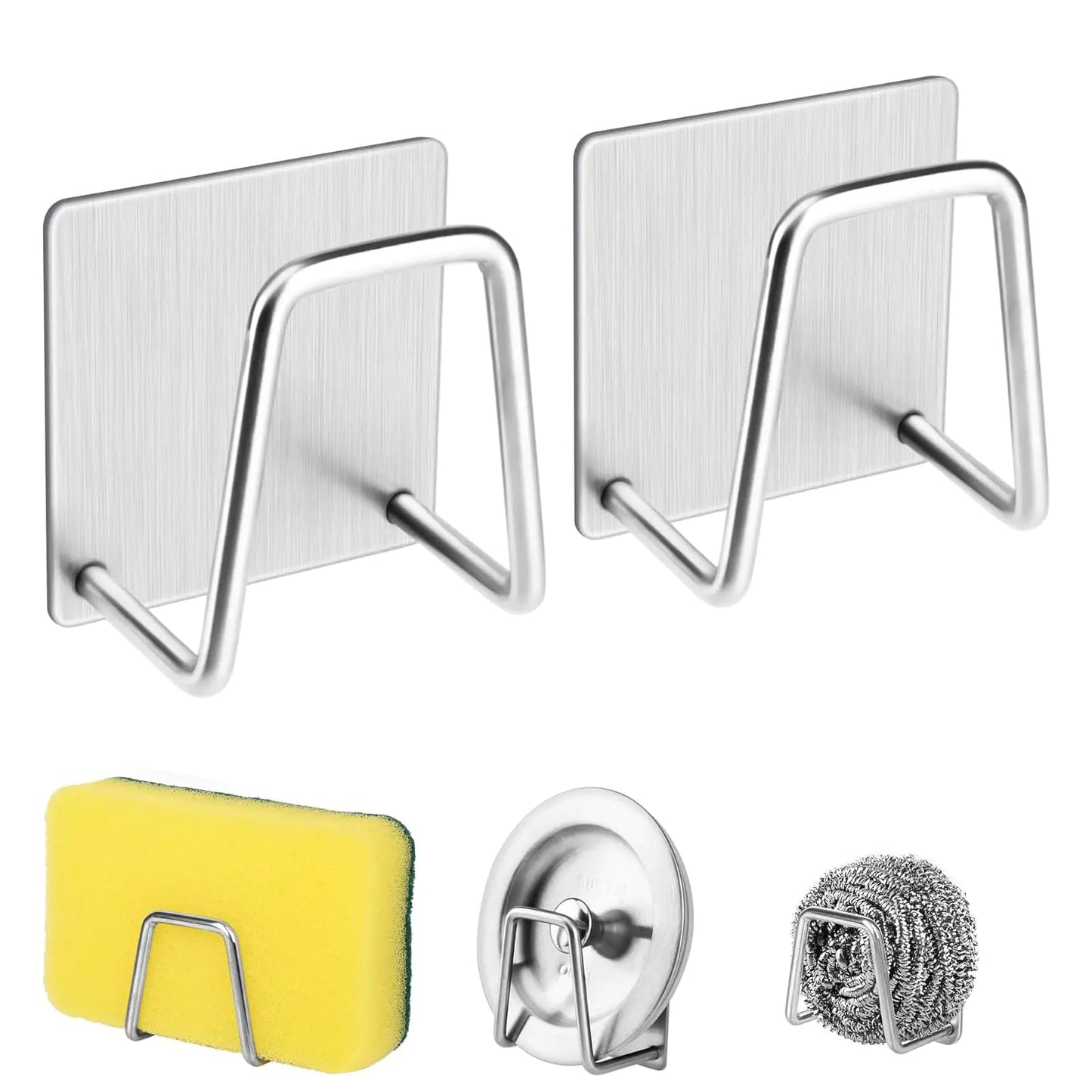 No-Drill Stainless Steel Sink Sponge Holder – Rustproof & Space-Saving