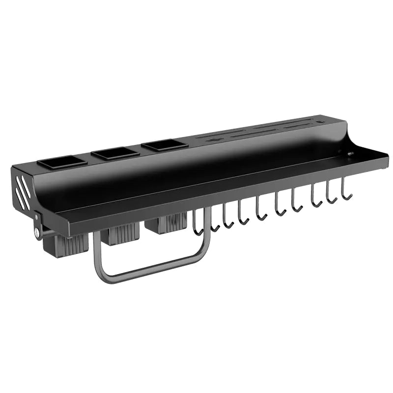 Wall-Mounted Kitchen Organizer Rack – Multipurpose Storage Shelf with Hooks & Dispenser