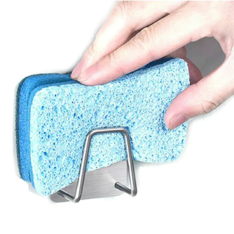 No-Drill Stainless Steel Sink Sponge Holder – Rustproof & Space-Saving