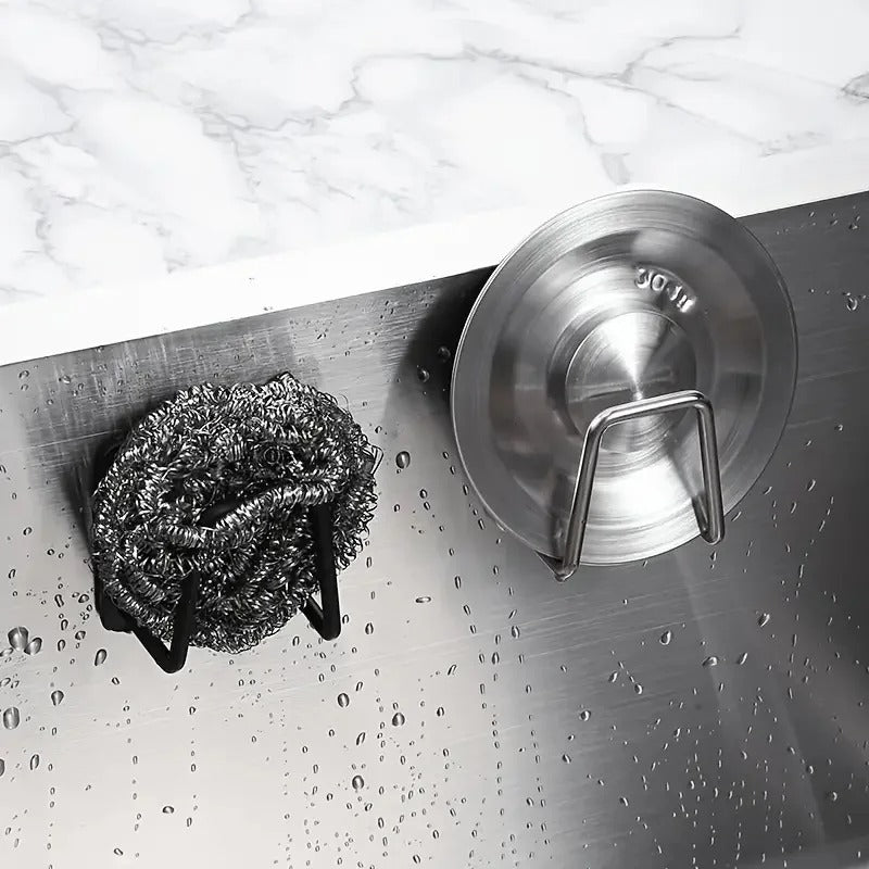 No-Drill Stainless Steel Sink Sponge Holder – Rustproof & Space-Saving
