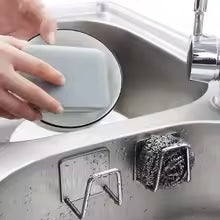 No-Drill Stainless Steel Sink Sponge Holder – Rustproof & Space-Saving