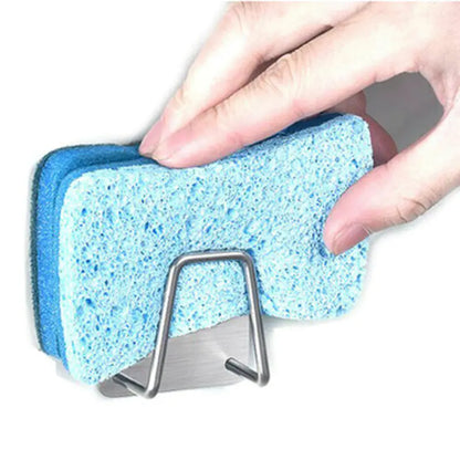 No-Drill Stainless Steel Sink Sponge Holder – Rustproof & Space-Saving