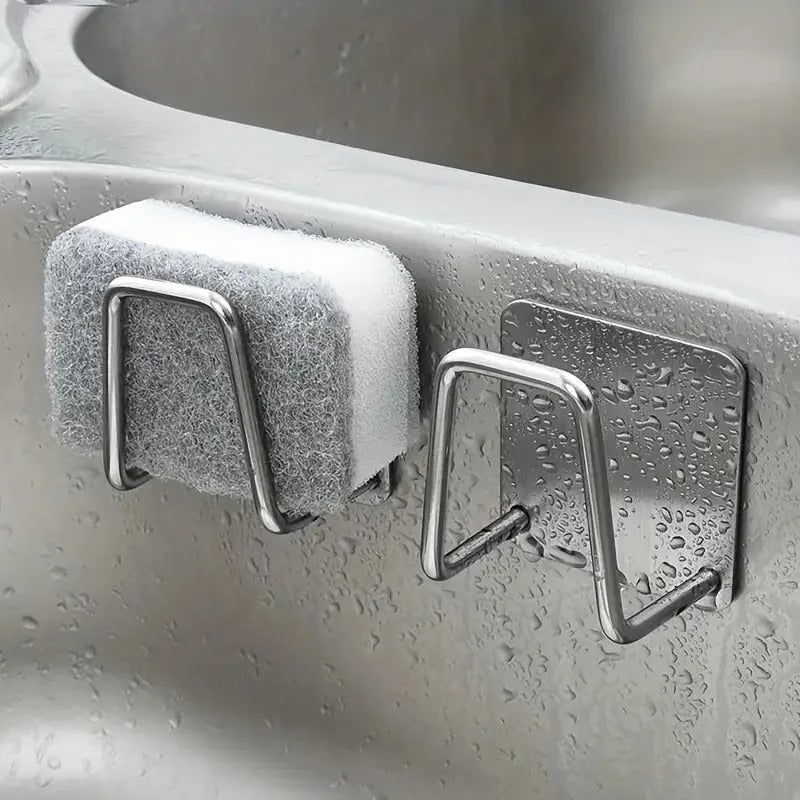 No-Drill Stainless Steel Sink Sponge Holder – Rustproof & Space-Saving