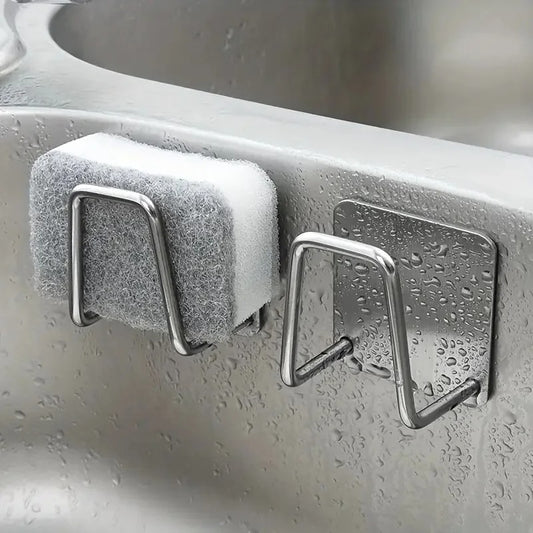 No-Drill Stainless Steel Sink Sponge Holder – Rustproof & Space-Saving